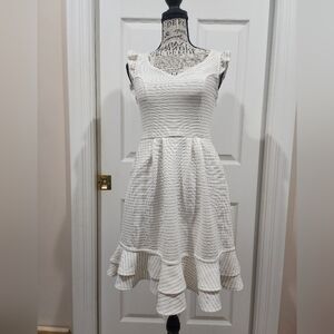 Maeve White Textured High Low Dress